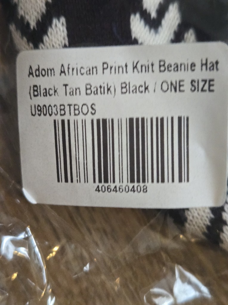D'iyanu Black Knit Beanie Tan And White Pattern — image 4 of 4